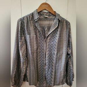 Vintage RD Sophisticated Gray Geometric Shirt Sz S